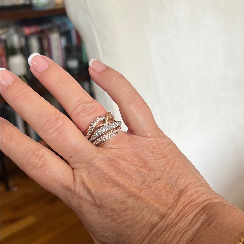 Levian Gold, white gold and rose gold diamond  Crossover Ring